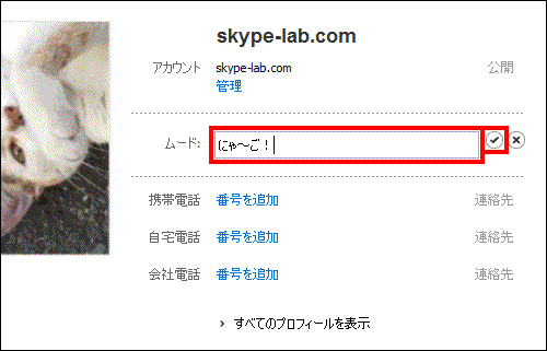 メッセージを入力しチェックボタンをクリック